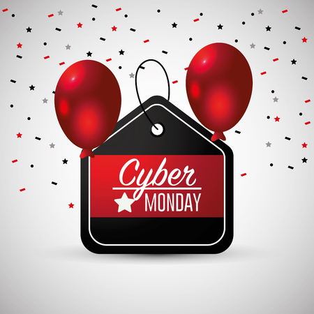cyber monday emblem with balloons decorationのイラスト素材