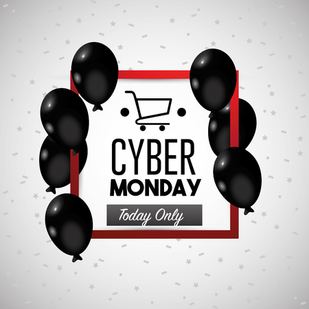 cyber monday emblem with balloons decorationのイラスト素材