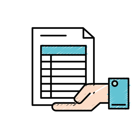 businessman with document information in the palm handのイラスト素材