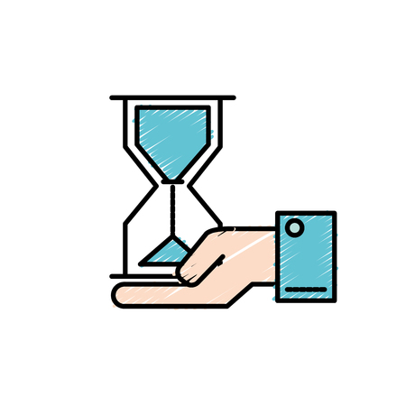 businessman with housglass object in the palm handのイラスト素材