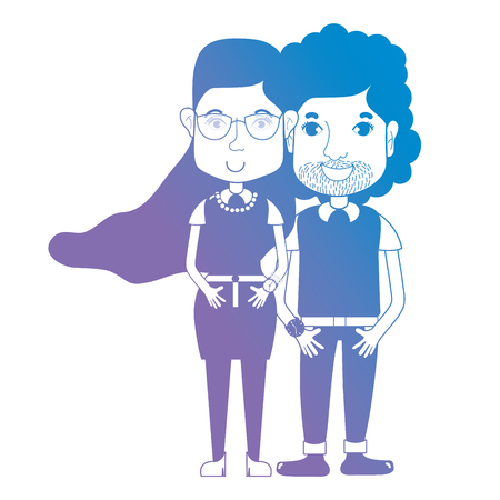 line couple together with hairstyle and clothesのイラスト素材