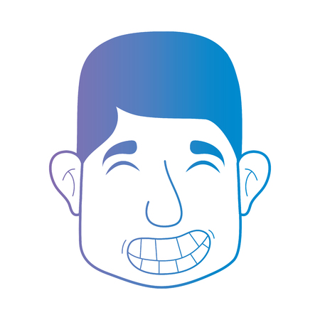 line man head with hairstyle and glassesのイラスト素材