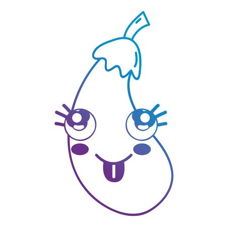 line cute funny eggplant vegetableのイラスト素材