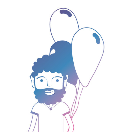 line man with t-shirt and balloons design vector illustrationのイラスト素材