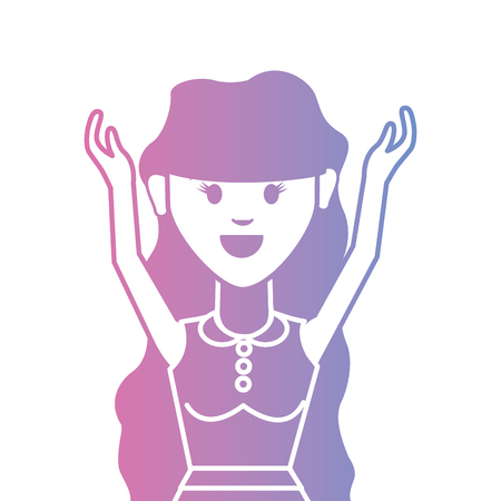 line woman with hairstyle and blouse design vector illustrationのイラスト素材