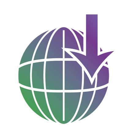 line global map with arrow down symbol vector illustrationのイラスト素材