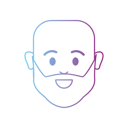 line avatar man head bald with beard vector illustrationのイラスト素材