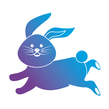 contour cute rabbit animal running vector illustrationのイラスト素材
