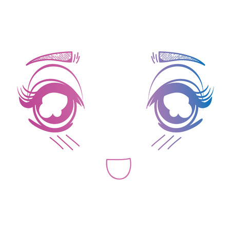 line anime girl face expression vector illustrationのイラスト素材
