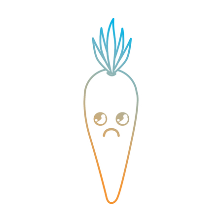 line cute sad carrot vegetable vector illustrationのイラスト素材