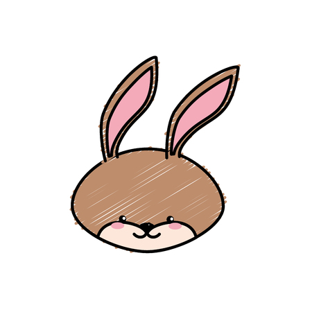 cute rabbit head wild animalのイラスト素材