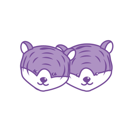 contour cute tiger head animal couple together vector illustrationのイラスト素材