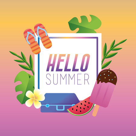 funny vacation in the tropical summer season vector illustrationのイラスト素材