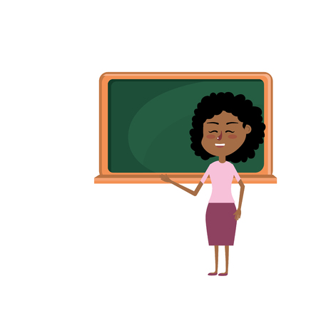 woman teacher teaching to the student in the blackboard vector illustrationのイラスト素材