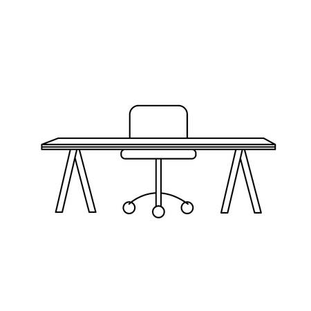 line office wood desk with chair design vector illustrationのイラスト素材