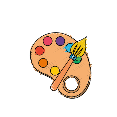 art palette with brush paint objectのイラスト素材