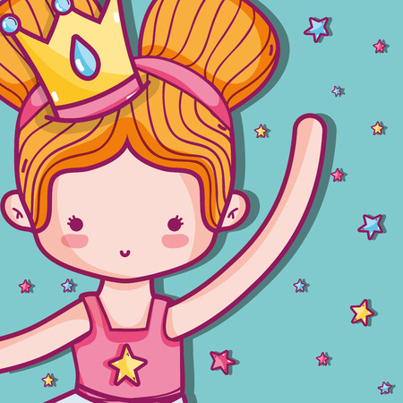 girl practice ballet to elegant preformer vector illustrationのイラスト素材