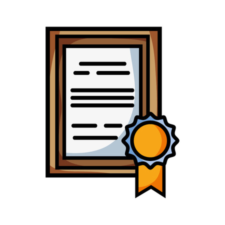 graduation diploma certificate with wood frame design vector illustrationのイラスト素材