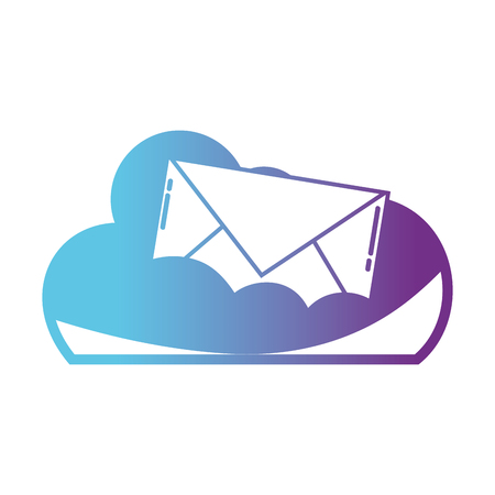line cloud data with e-mail card messageのイラスト素材