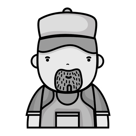 grayscale man plumber job to service repair vector illustrationのイラスト素材