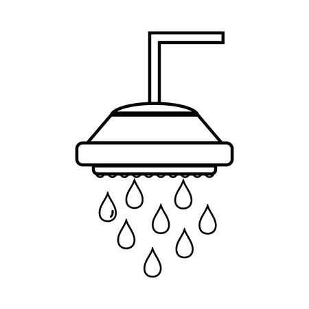 line plumbing tube shower with water drops vector illustrationのイラスト素材