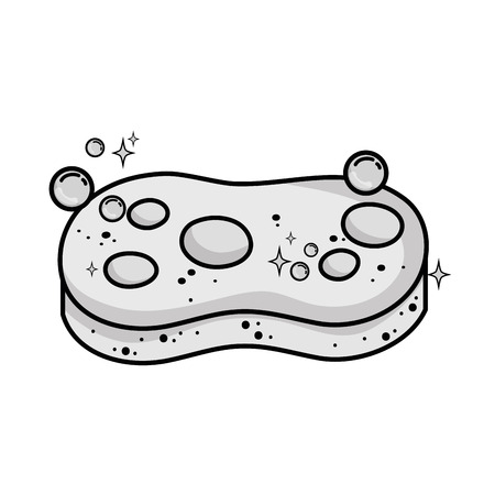 grayscale scouring pad equipment to clean house vector illustrationのイラスト素材