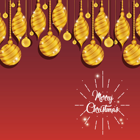 merry christmas ball hanging porter design vector illustrationのイラスト素材