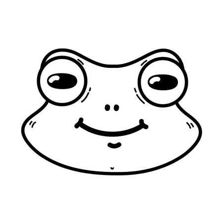 line cute frog head wild animal vector illustrationのイラスト素材