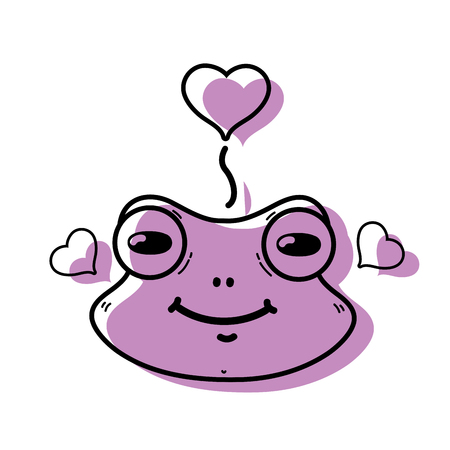 color cute flog female animal with hearts design vector illustrationのイラスト素材
