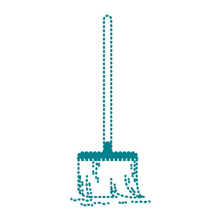 dotted shape broom sweep equipment to clean house vector illustrationのイラスト素材