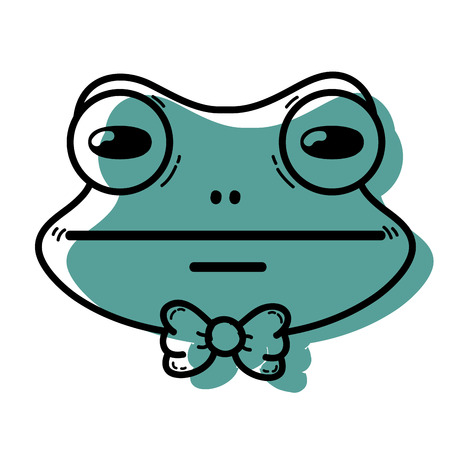 color cute frog head wild animal vector illustrationのイラスト素材