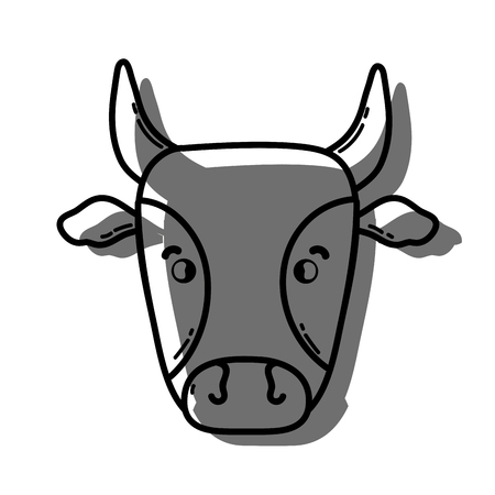 color cute cow head farm animal vector illustrationのイラスト素材