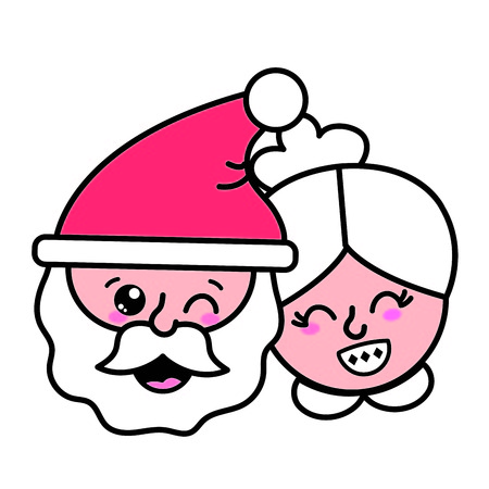 Santa and wife of Merry christmas and season theme Isolated design Vector illustrationのイラスト素材