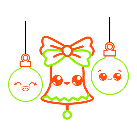 Isolated Christmas bell and balls vector illustrationのイラスト素材