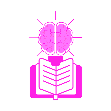 Brain bulb and book of mental health theme on white background, vector illustration.のイラスト素材