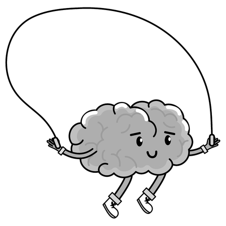 Brain cartoon of mental health theme on white background, vector illustration.のイラスト素材