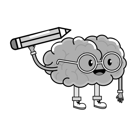 Brain cartoon of mental health theme on white background, vector illustration.のイラスト素材