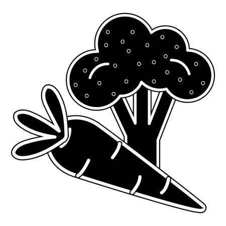 Broccoli and carrot of organic and healthy food theme on white background, vector illustration.のイラスト素材