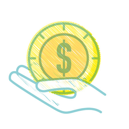 Coin of money financial item and commerce theme on white background, vector illustration.のイラスト素材