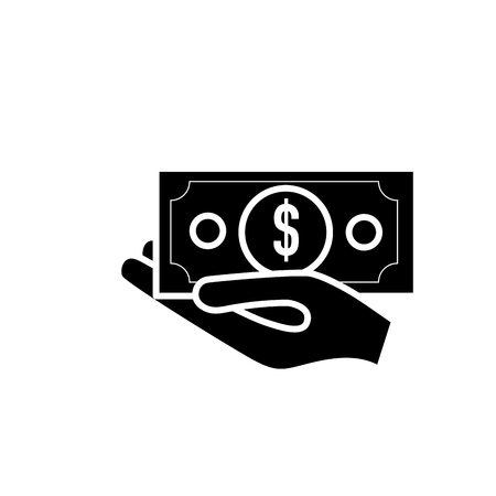 Bill and hand of money financial item and commerce theme Isolated design Vector illustrationのイラスト素材