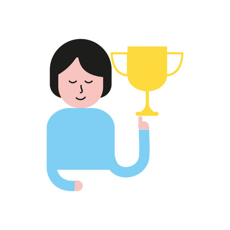 Trophy and woman of competition success and sport theme Isolated design Vector illustrationのイラスト素材