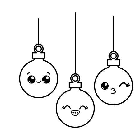 Sphere icon of Merry Christmas and season theme on white background, vector illustration.のイラスト素材