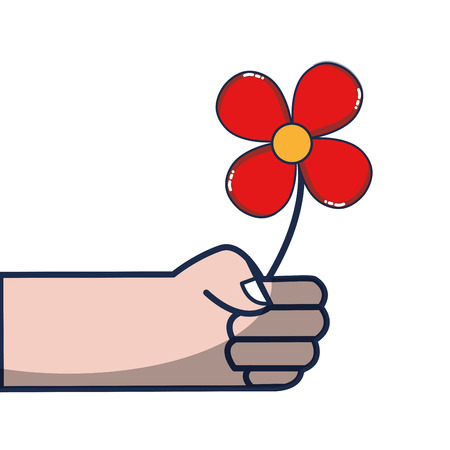 hand with natural flower and petals design vector illustrationのイラスト素材