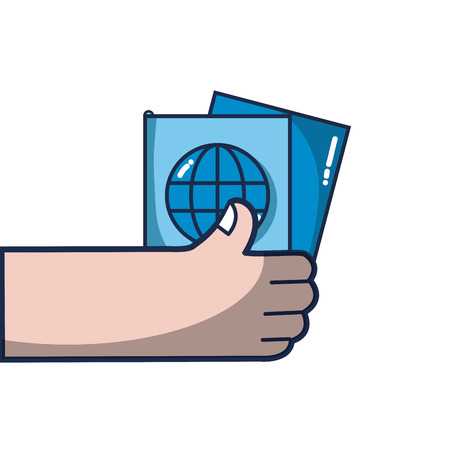 hand with passport to travel document id vector illustrationのイラスト素材