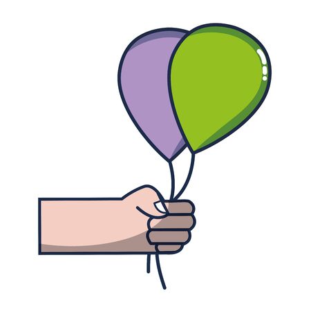 hand with balloons design decoration celebration vector illustrationのイラスト素材