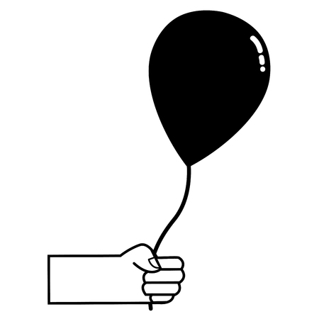 contour hand with balloon design decoration celebration vector illustrationのイラスト素材