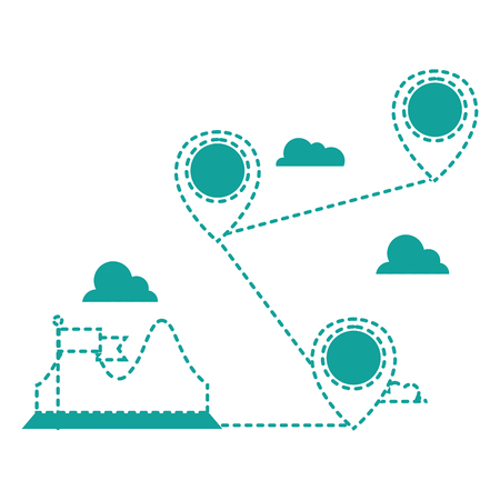 dotted shape geography map with location symbol to travel vector illustration,のイラスト素材