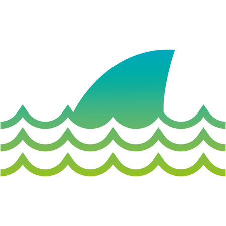 silhouette nature ocean waves with shark animal vector illustrationのイラスト素材
