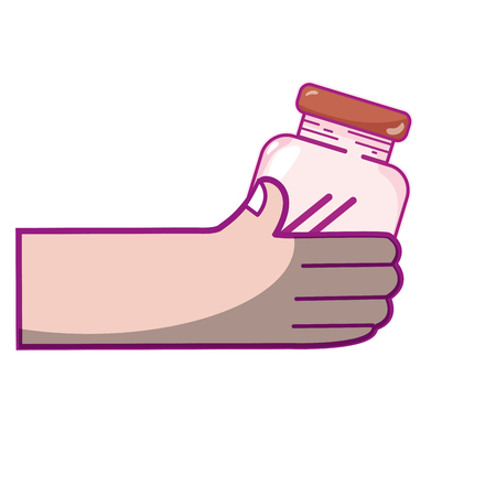 hand with crystal jar to save things vector illustrationのイラスト素材