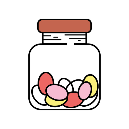 candy almonds dessert crystal jar vector illustrationのイラスト素材